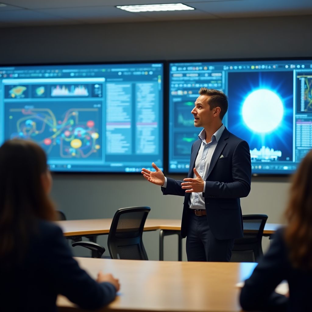 Fundador de la Academia de Trading enseñando a estudiantes