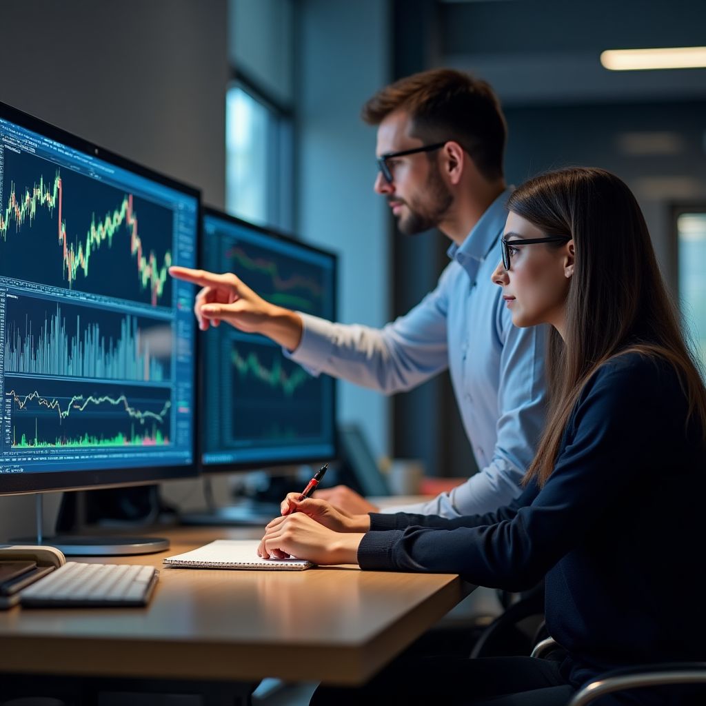Sesión de mentoría personalizada entre trader experto y estudiante